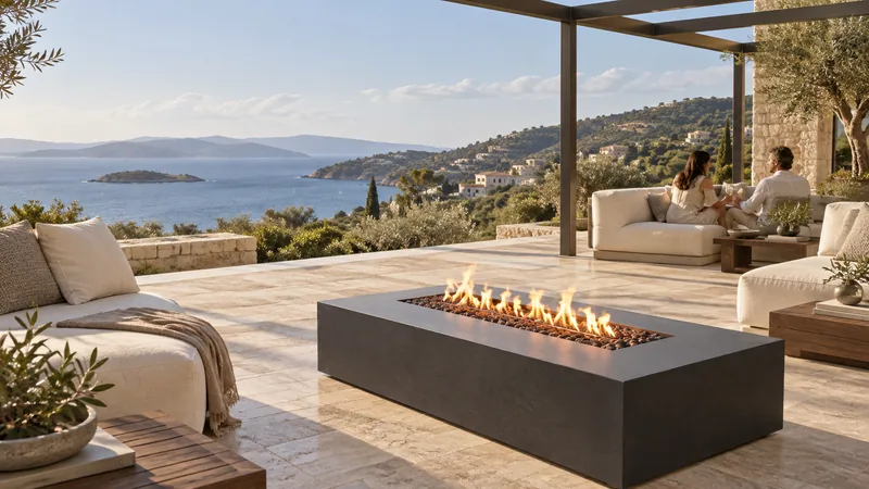 Rectangle Fire Pit, temsili teras mekân görseli